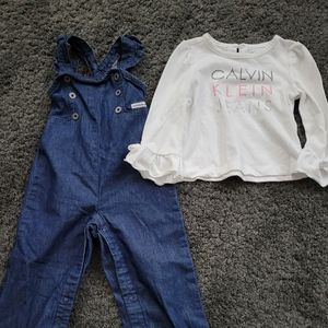 24month Calvin Klein Overalls and Long Sleeve Tshirt